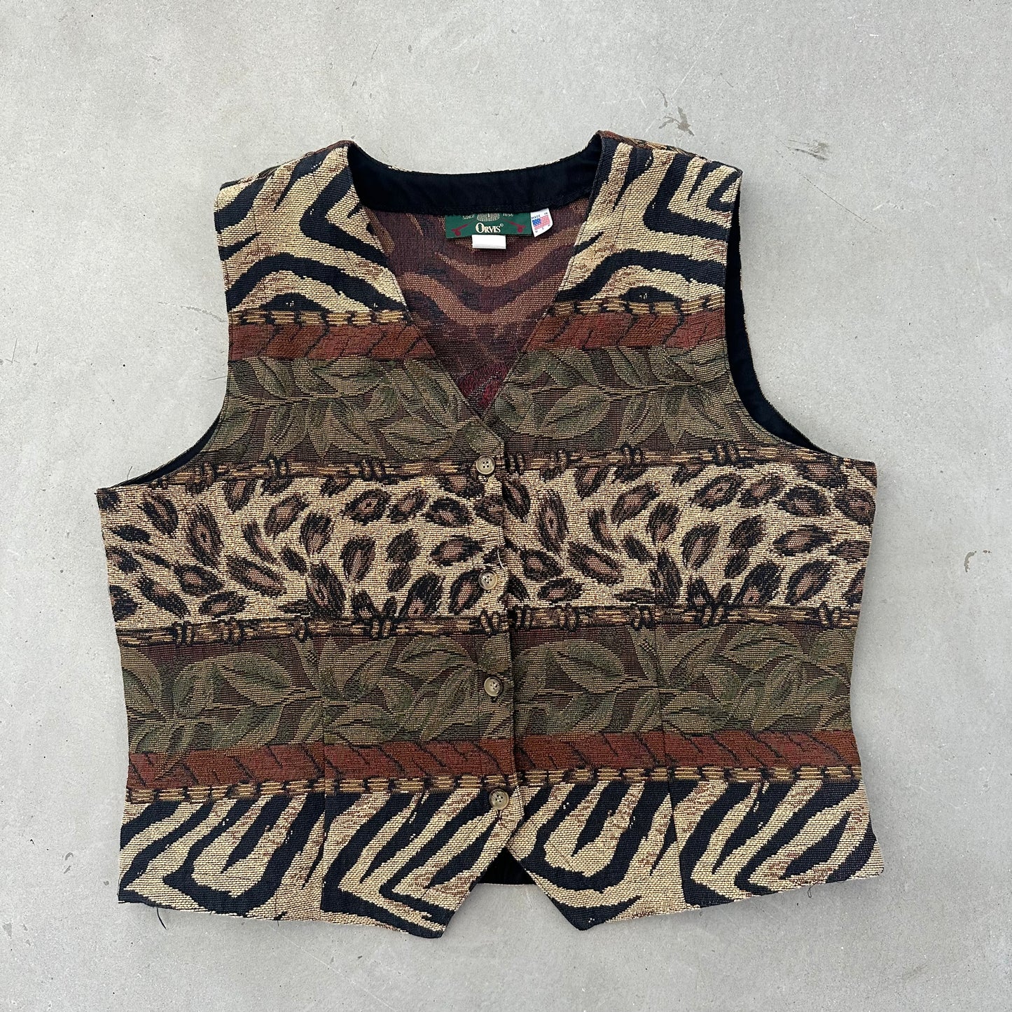 Animal Print Orvis Vest Made in USA XL