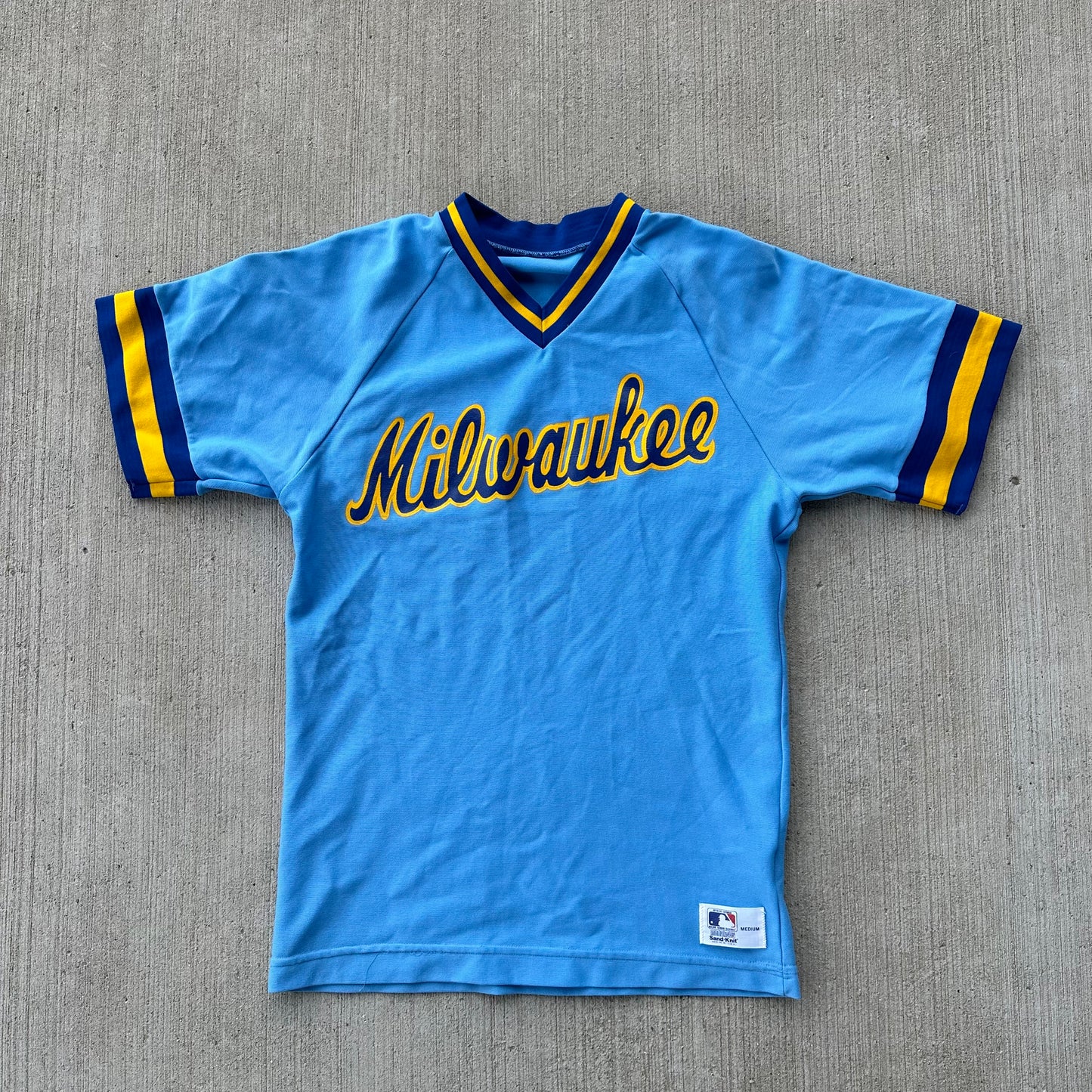 Milwaukee Brewers Sand Knit Jersey M